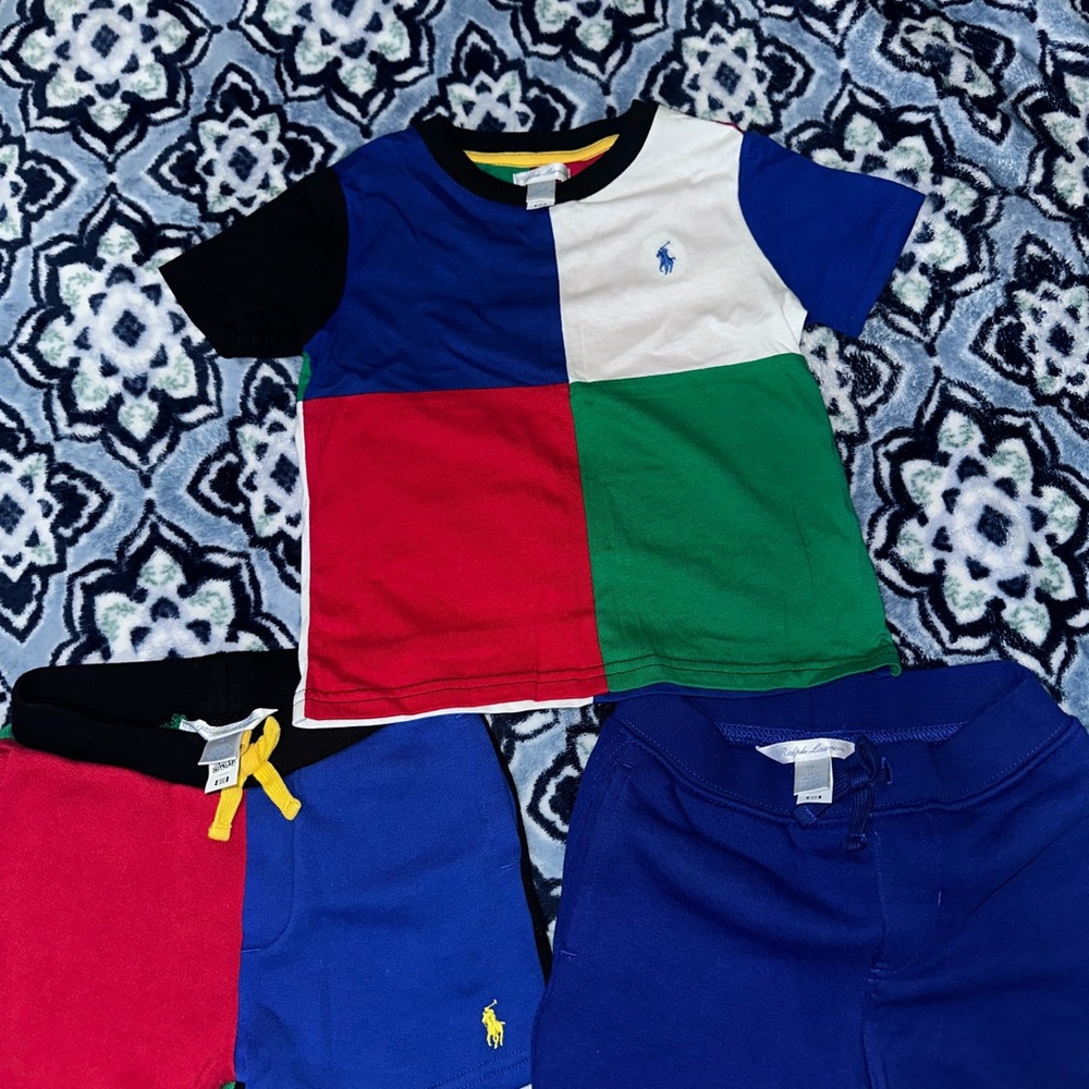 Toddler Color Block Polo T-Shirt and Shorts Set